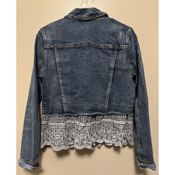 Anthropologie Pilcro and the Letterpress Denim Jacket Eyelet Trim Women's Medium - Picture 12 of 14